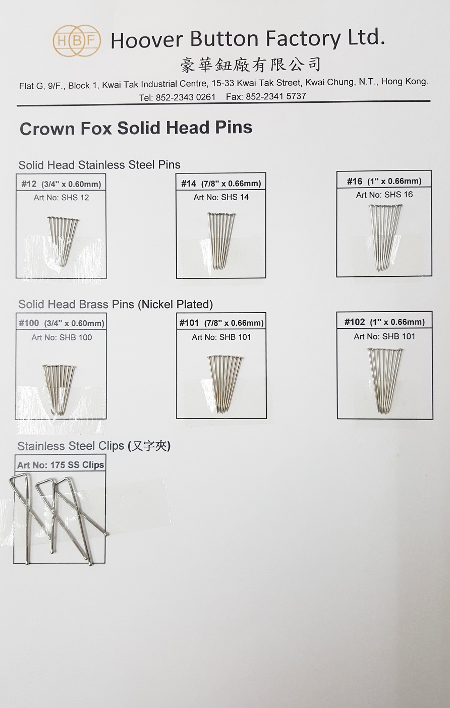 Crown Fox Solid Head Pins